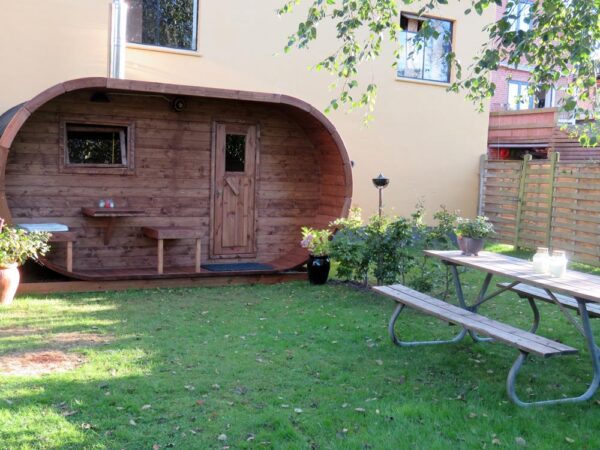 sauna ovale da giardino